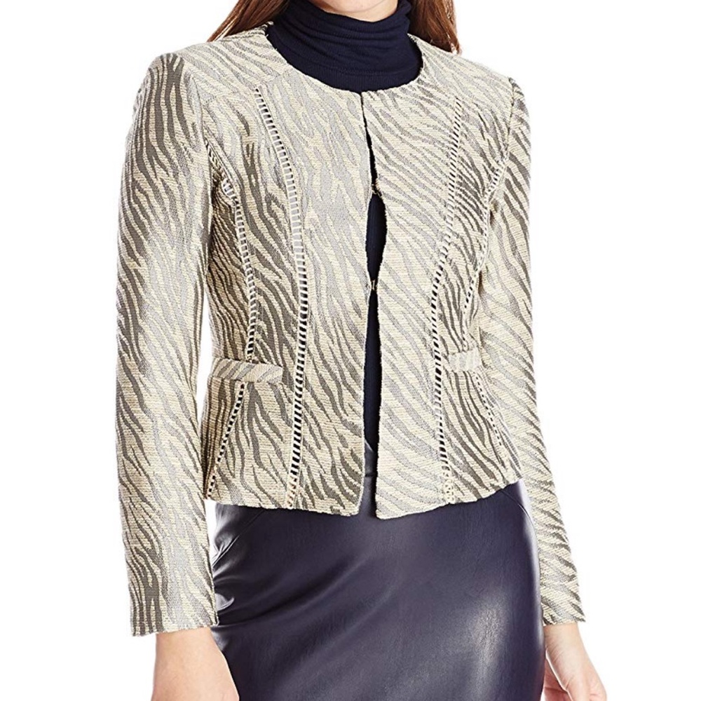 NWT Nanette Lepore Zebra Jacquard Brocade Blazer